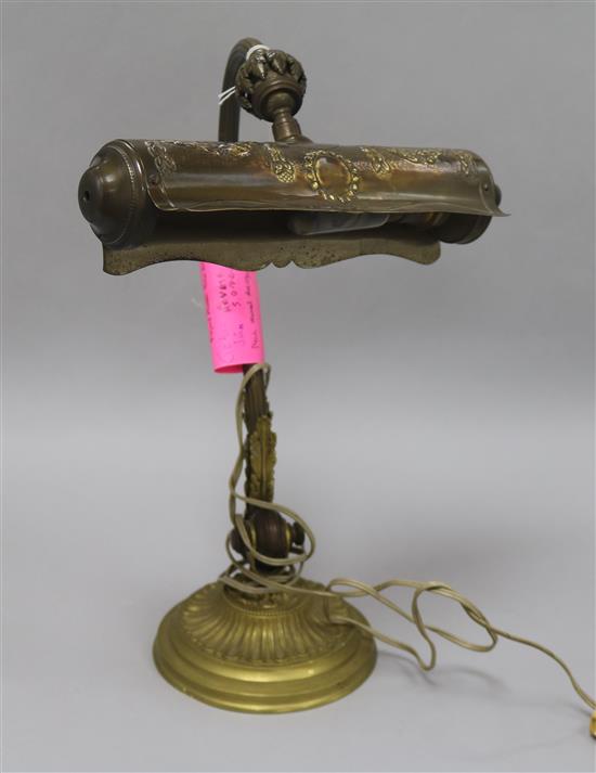 An Art Nouveau French fleur de lys students lamp